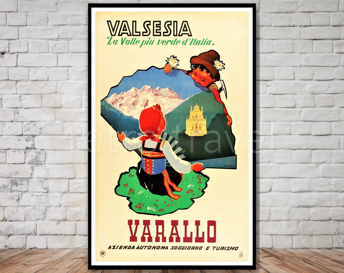 Varallo Valsesia Italy Vintage Travel Poster