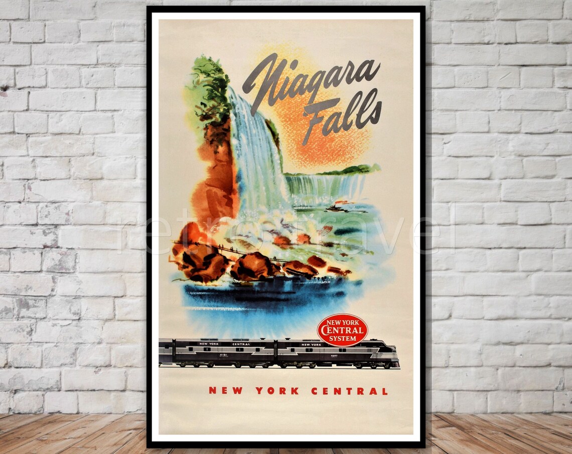 Niagara Falls New York Retro Travel Poster Print