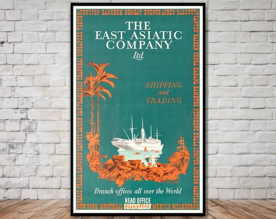 East Asiatic Company Vintage Shipping Trading Steamship Line Poster