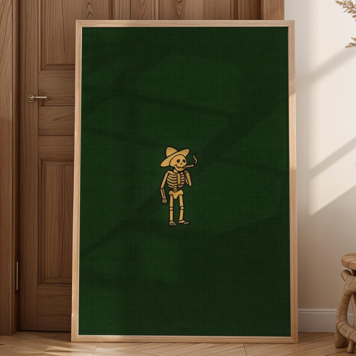 Cowboy Skeleton Smoking Cigarette Retro Rodeo Poster