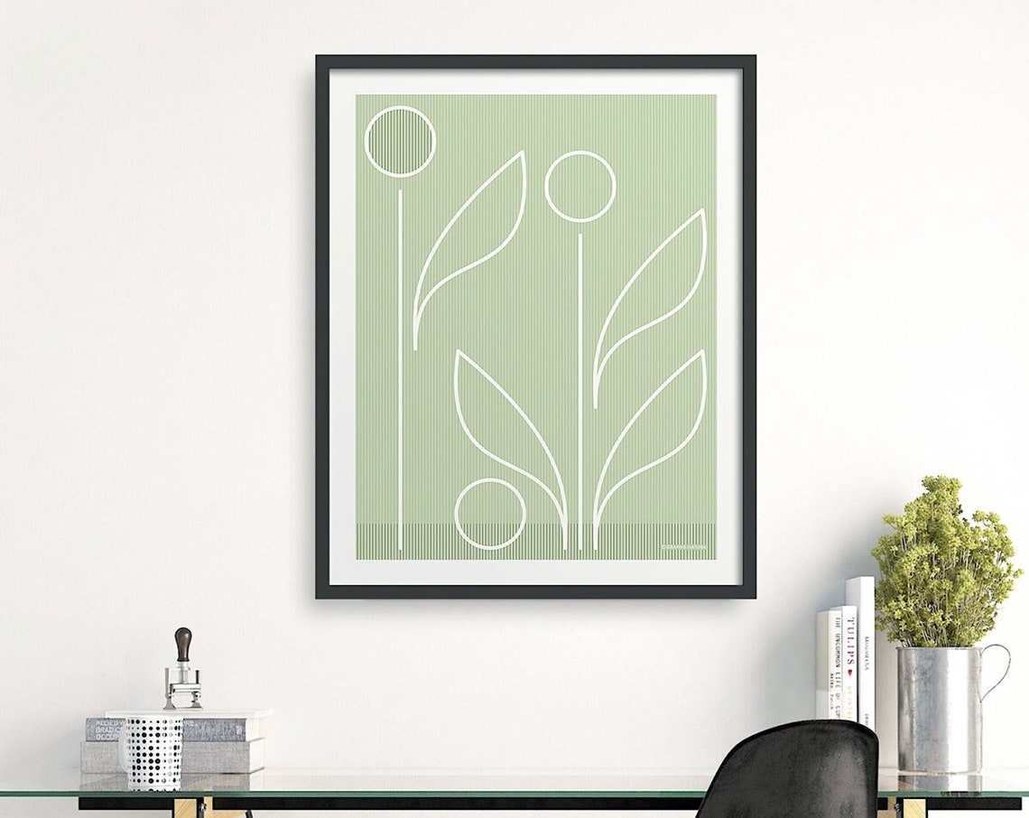 Modern Floral Art Print Minimalist Flower Art Geometric Flower Print Geometric Floral Art Minimalist Wall Art Organic Modern Decor - Image 5