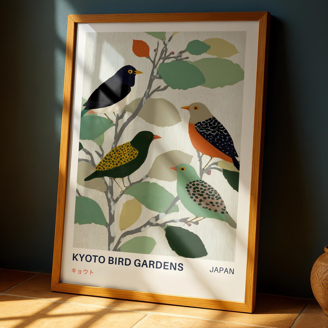 Kyoto Bird Gardens Japan Colorful Songbirds Japandi Wall Poster