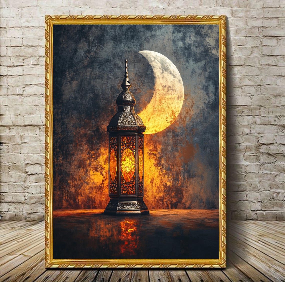 Ramadan Lantern With Crescent Moon, Islamic Decor