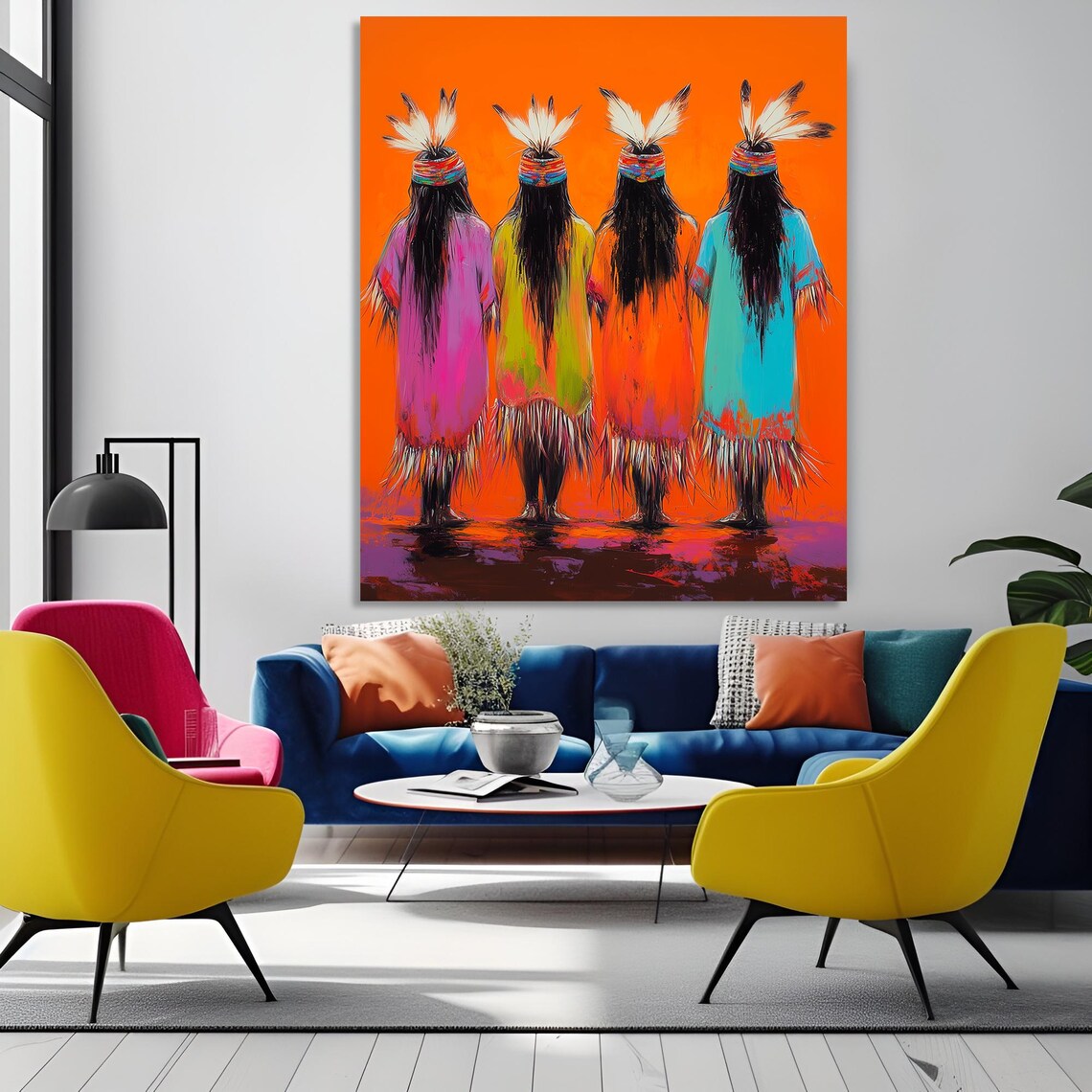 Native Tribal Print Framed Indigenous Artwork Colorful Cultural Wall Art Vibrant Bohemian Decor Ethnic Home Decoration Tribal - Image 4