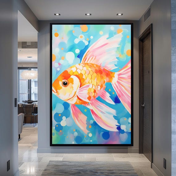 Japanese Fish Decor Bathroom Wall Decor Aquarium Art Wall Hanging Unique Gifts Wall Decor Minimalist Art Maximalist Decor Home Decor