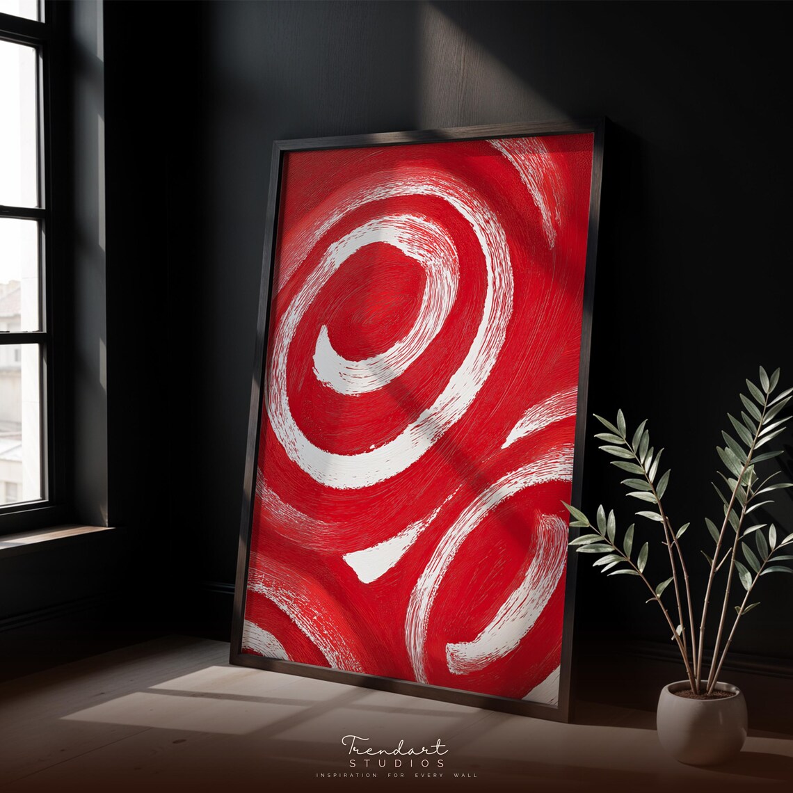 Modern Wall Art Red Abstract Print Bold Minimalist Home Decor Da00093