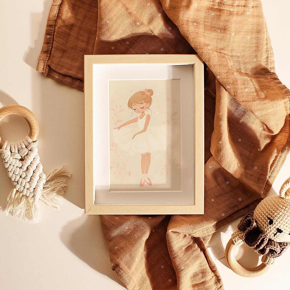 Cute Little Ballerina White Tutu Watercolor Nursery Room Art Poster - Image 3