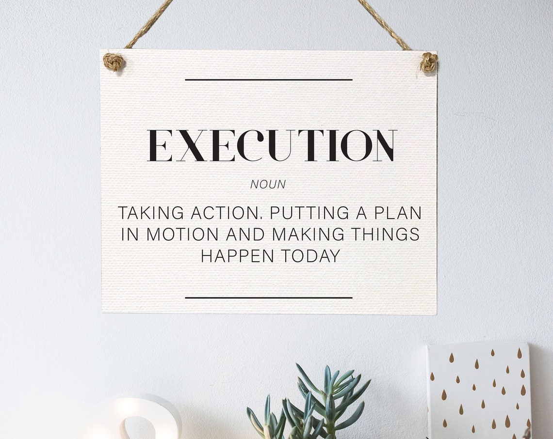 Execution Noun Definition Motivational Office Daily Action Poster