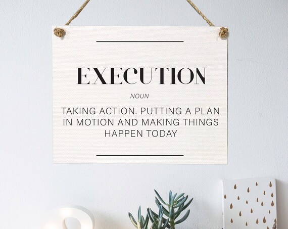 The Definition Of Execution Inspirational Office Decor Wood Framed Unframed Or Rope Board Options