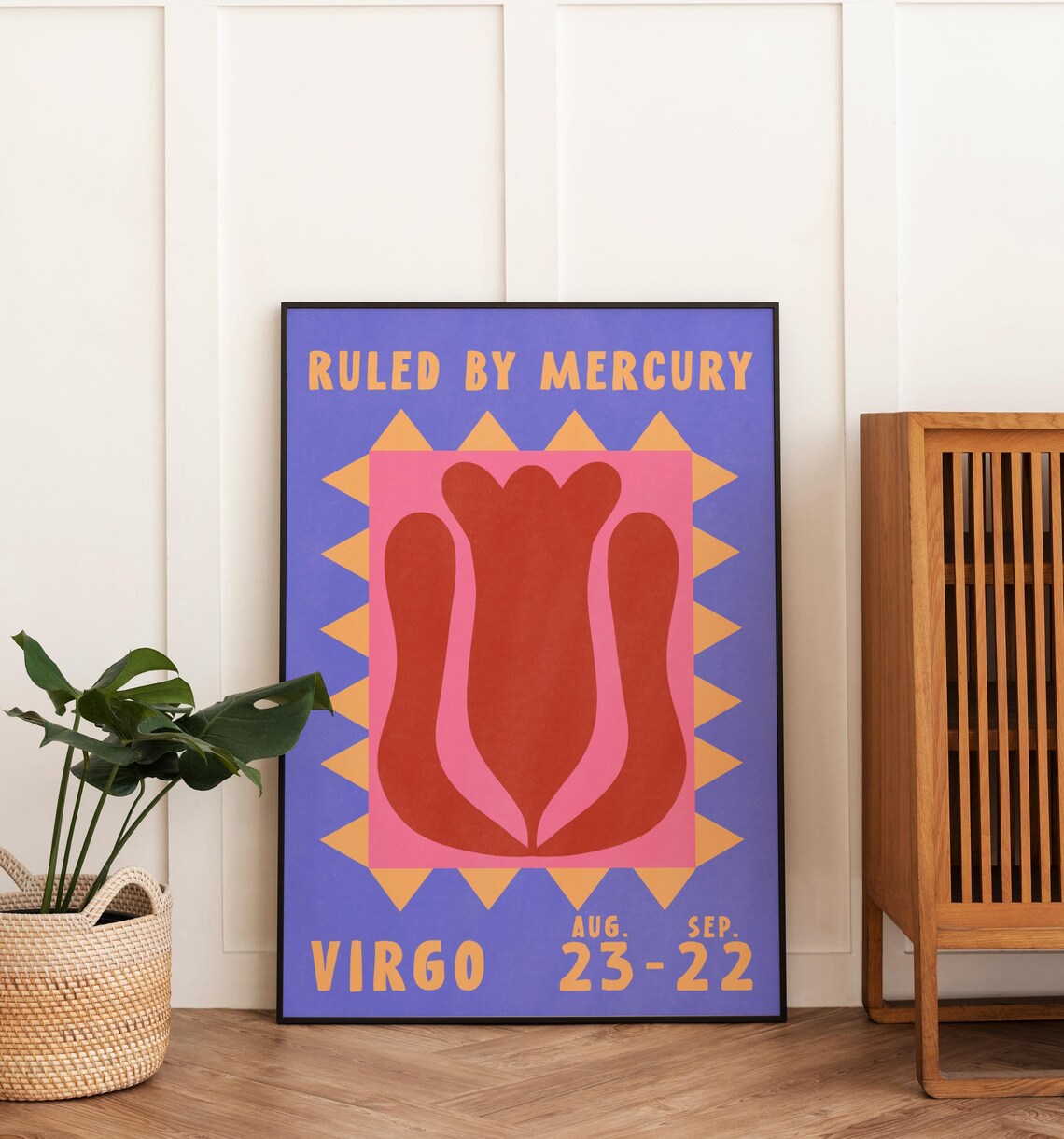 Virgo Zodiac Tulip Poster Ruled By Mercury Retro Astrology Print - Image 3