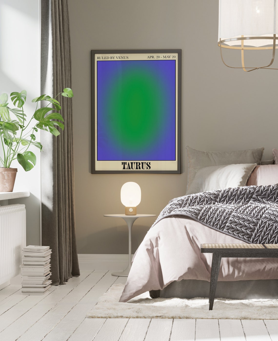 Taurus Zodiac Aura Poster Ruled by Venus in Green and Blue Tones - Image 2