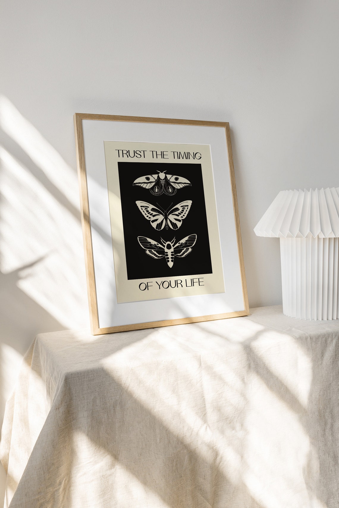 Trust The Timing Of Your Life Butterfly Moth Illustration Art Poster - Image 2