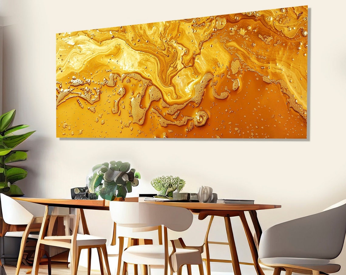 Golden Beer Foam Macro Abstract Swirls Kitchen Bar Decor Art Poster