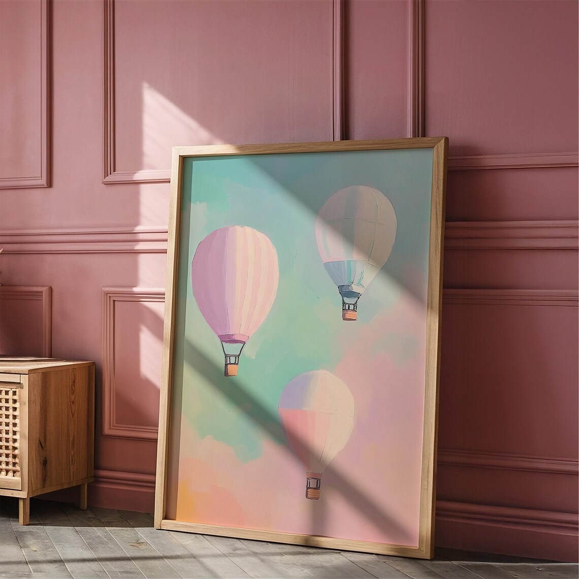 Pastel Hot Air Balloons Magical Kids Playroom Colorful Girls Room Poster Whimsical Playroom Art Girly Pastel - Image 5