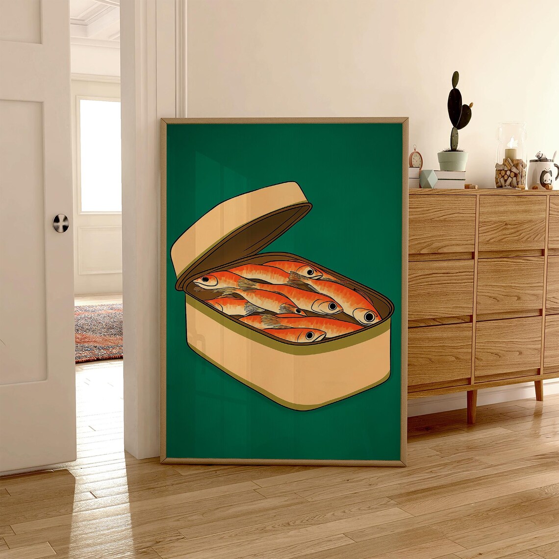 Open Tin of Sardines Retro Kitchen Food Illustration Poster Art - Image 6