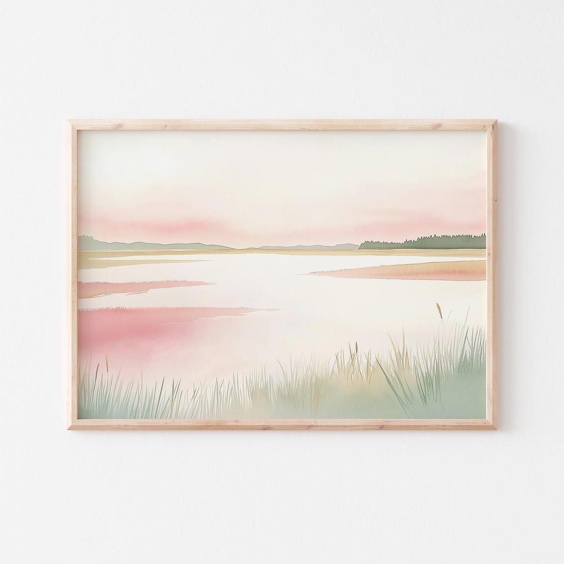 Blush Pink Marsh Waters At Sunrise Minimalist Wetlands Poster - Image 4