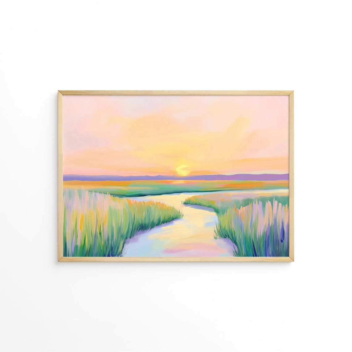 Marsh Creek Glowing At Sunset Under Golden Pink Sky Landscape Poster - Image 6
