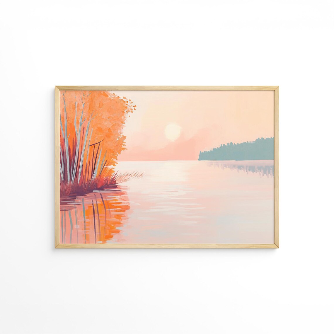 Autumn Lake Sunset With Fiery Orange Trees And Pink Water Poster - Image 3