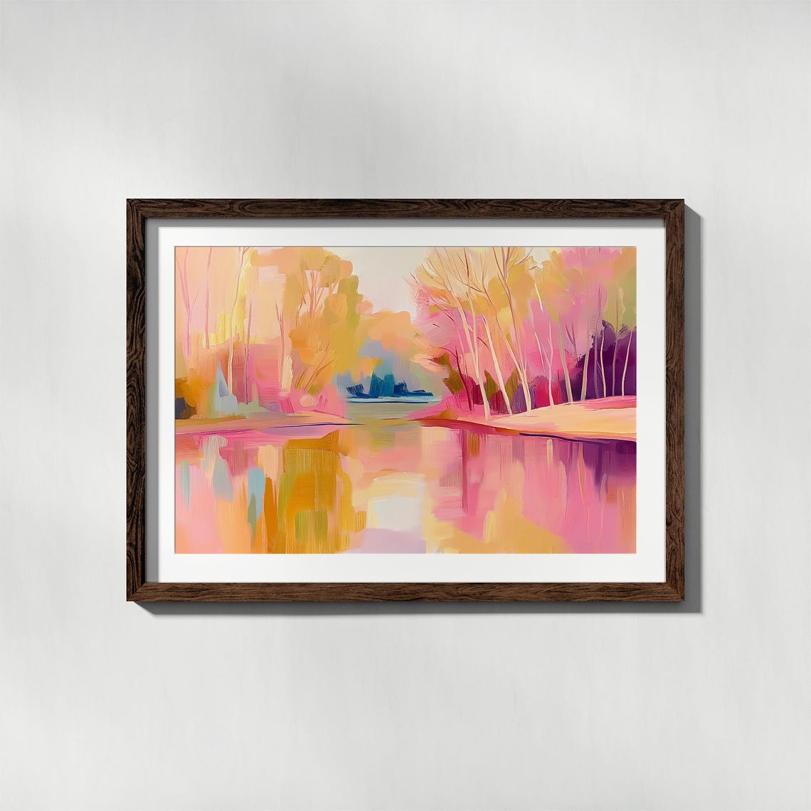 Pink Autumn Trees Glowing Beside Still Reflective Lake Poster - Image 4