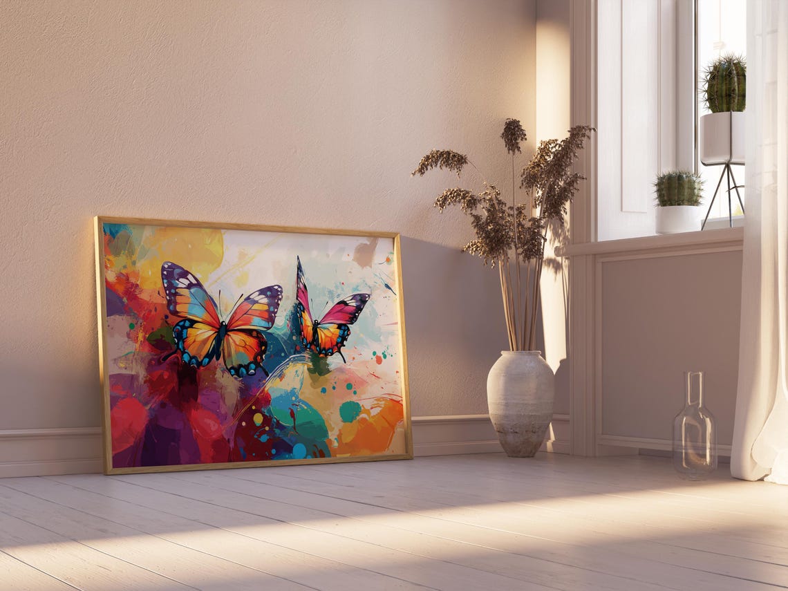 Print Butterfly Portrait Painting Mexican Wall Art New Listing 4 - Image 2