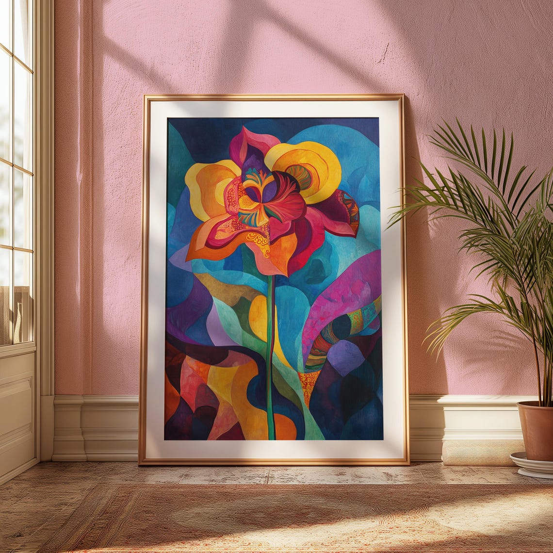 Abstract Flowing Flower Blue Purple Background Dynamic Floral Poster - Image 2