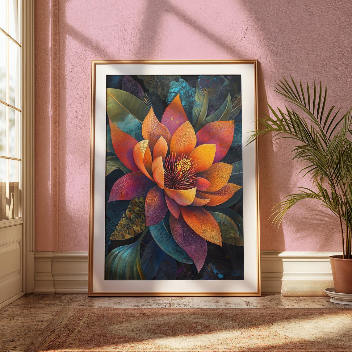 Lush Tropical Flower Bloom Dark Botanical Jungle Floral Art Poster - Image 2