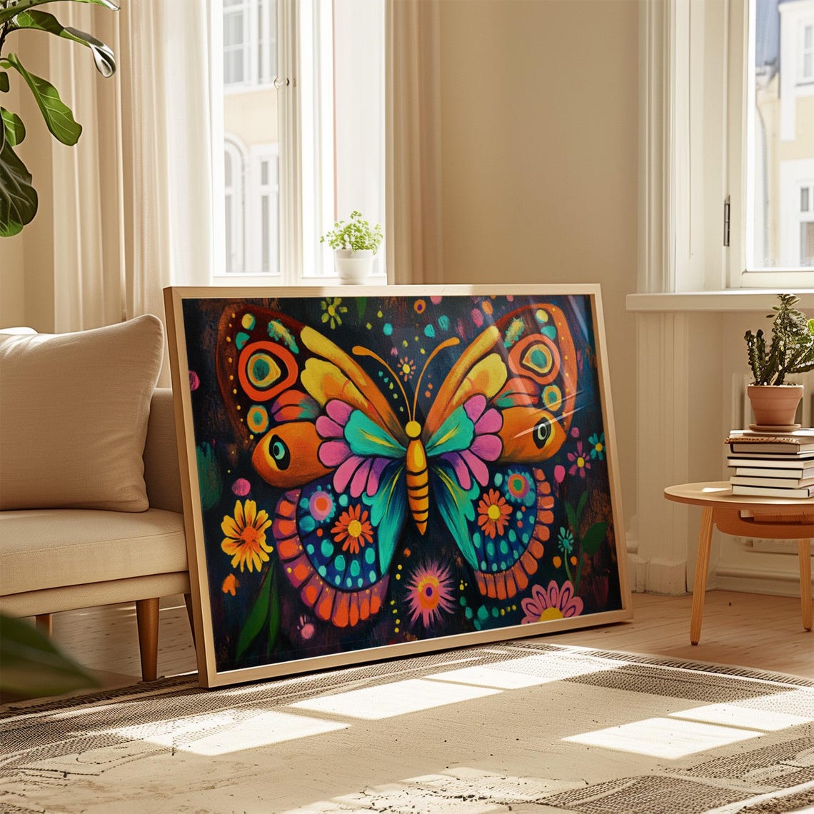 Print Butterfly Portrait Painting Mexican Wall Art New Listing 26 - Image 4