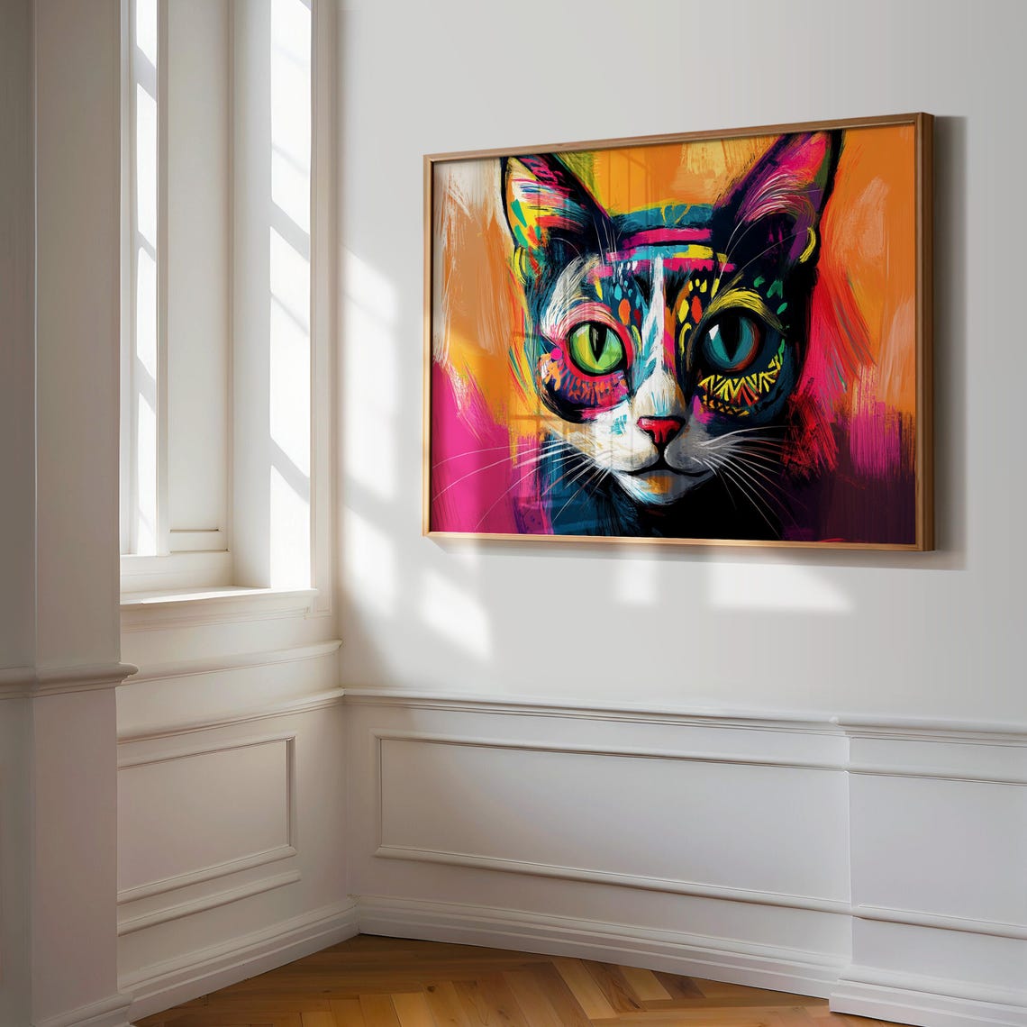 Cat Portrait Painting, Mexican Wall Art - Image 3