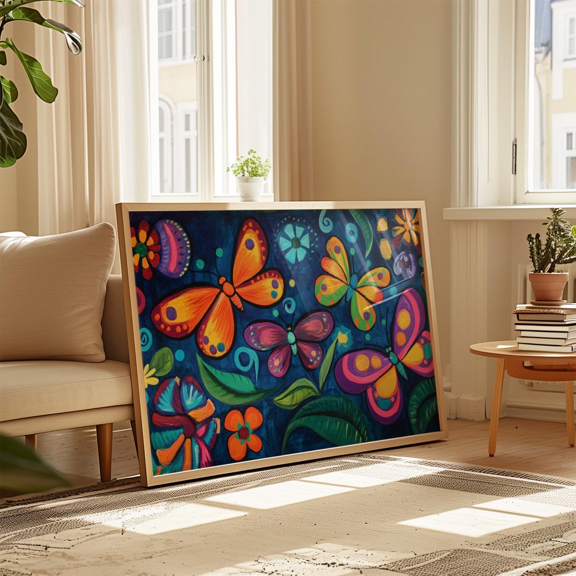 Print Butterfly Portrait Painting Mexican Wall Art New Listing 2 - Image 4