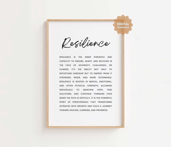 Resilience Definition Print, Motivational Office Decor