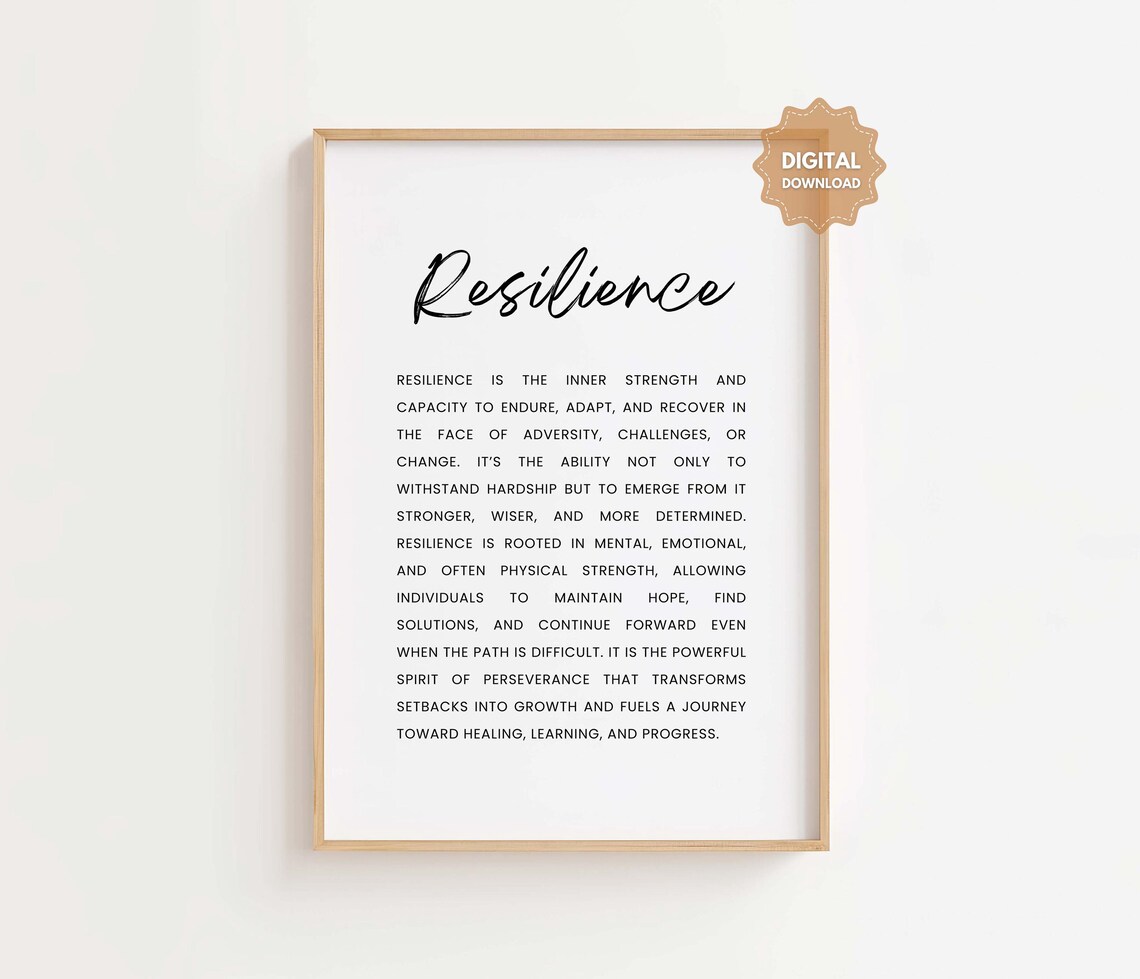 Resilience Definition Print, Motivational Office Decor