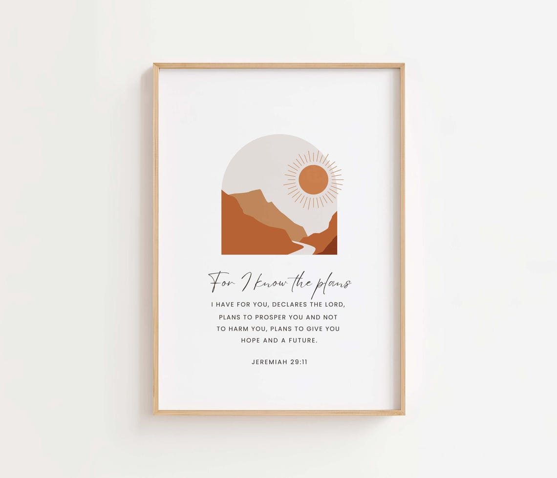 For I Know The Plans Jeremiah 29:11 Sunset Bible Verse Poster