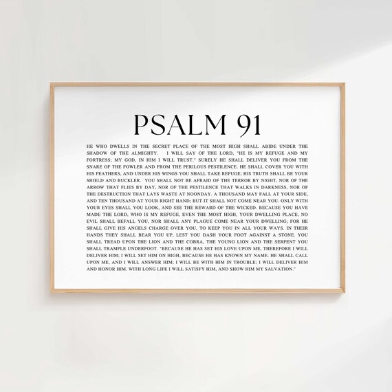 Psalm 91 Christian Home Decor, Wall Art Print