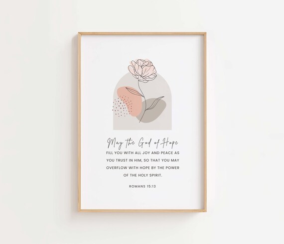 Romans 15:13 God Of Hope Floral Boho Minimalist Scripture Poster