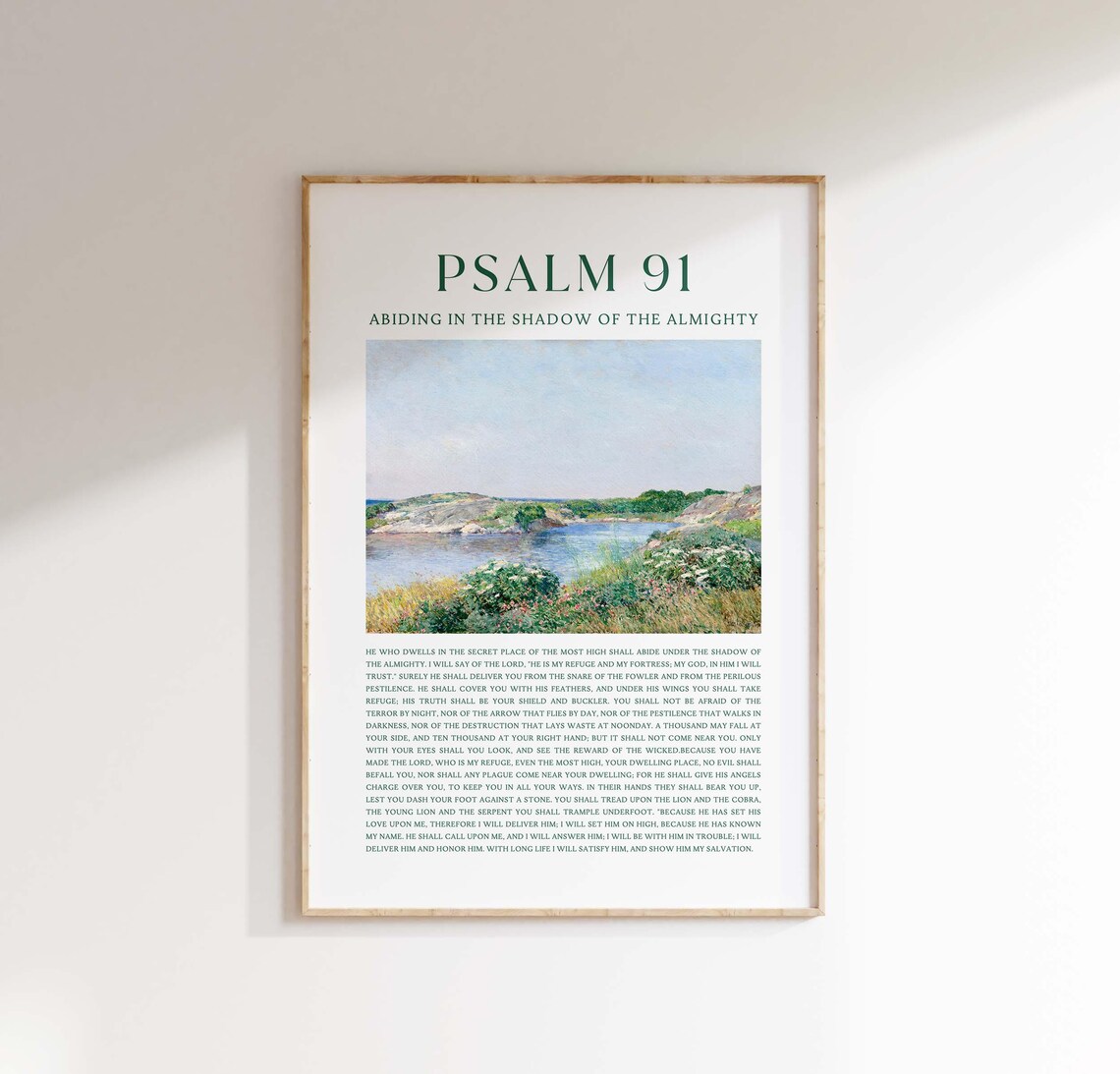 Psalm 91 Bible Verse Art Print, Christian Wall Art