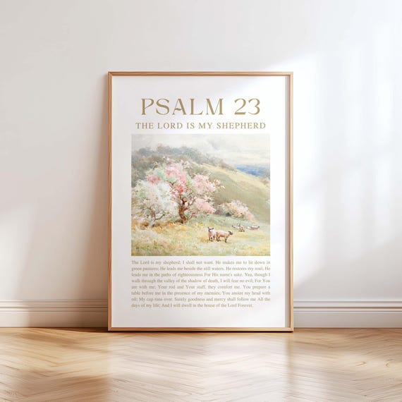 Psalm 23 Vintage Bible Verse Art Print