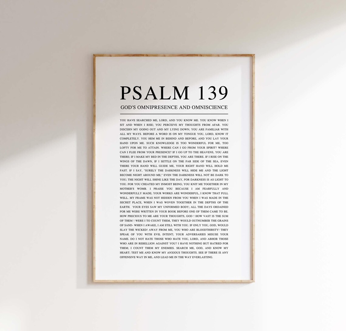 Psalm 139 Bible Verse Art Print, Christian Home Decor