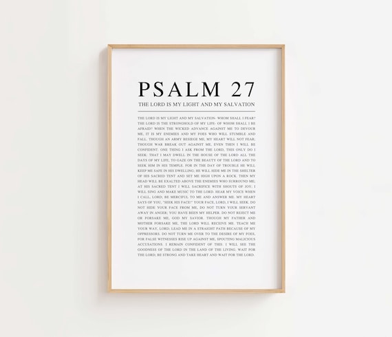 Psalm 27 Niv Bible Verse Print Christian Home Decor