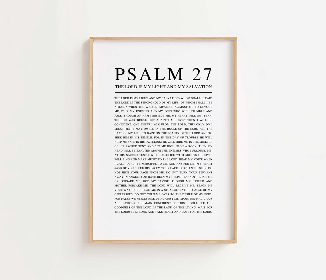 Psalm 27 Niv Bible Verse Print Christian Home Decor