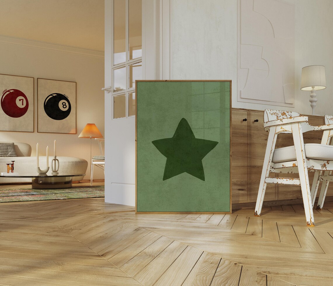 Retro Hand Drawn Star, Vintage Trendy Decor - Image 3