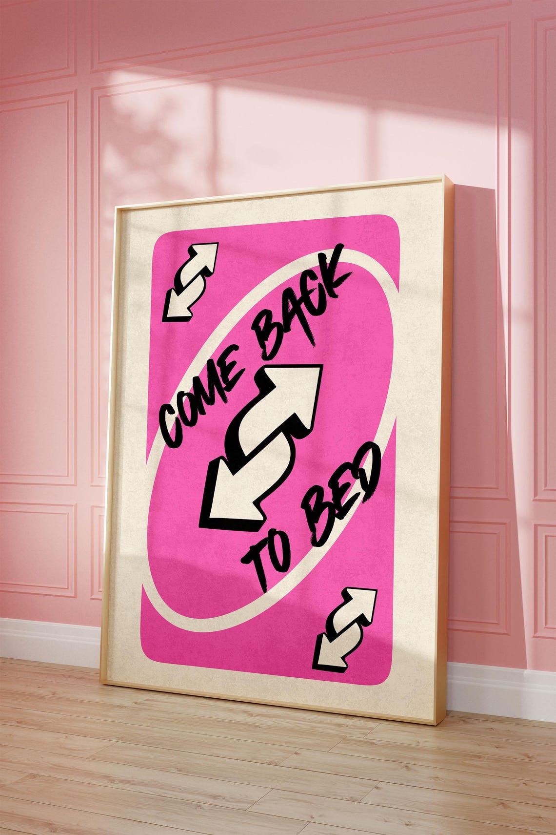 Come Back To Bed Pink Playing Card Retro Preppy Bedroom Poster - Image 2