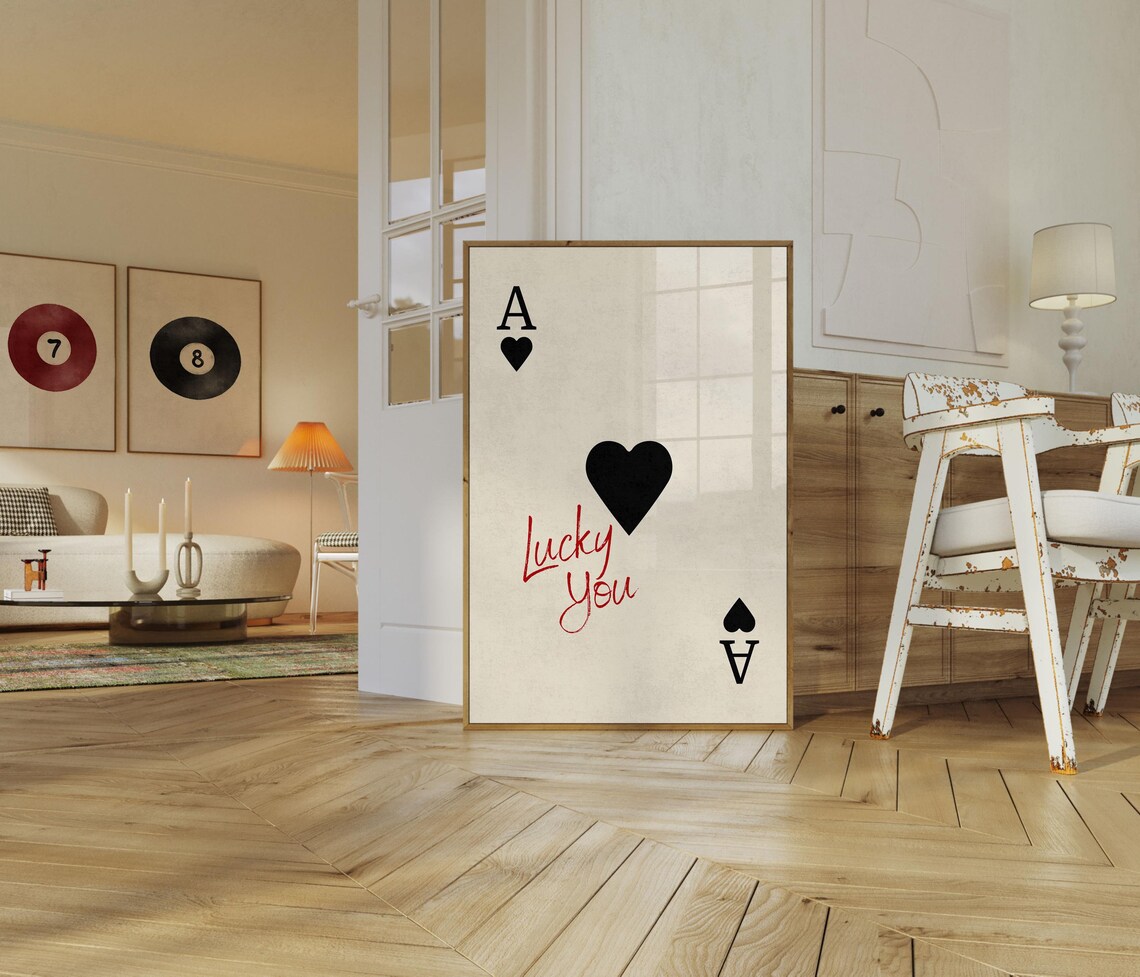 Lucky You Ace Of Hearts Retro Motivational Poster - Image 4
