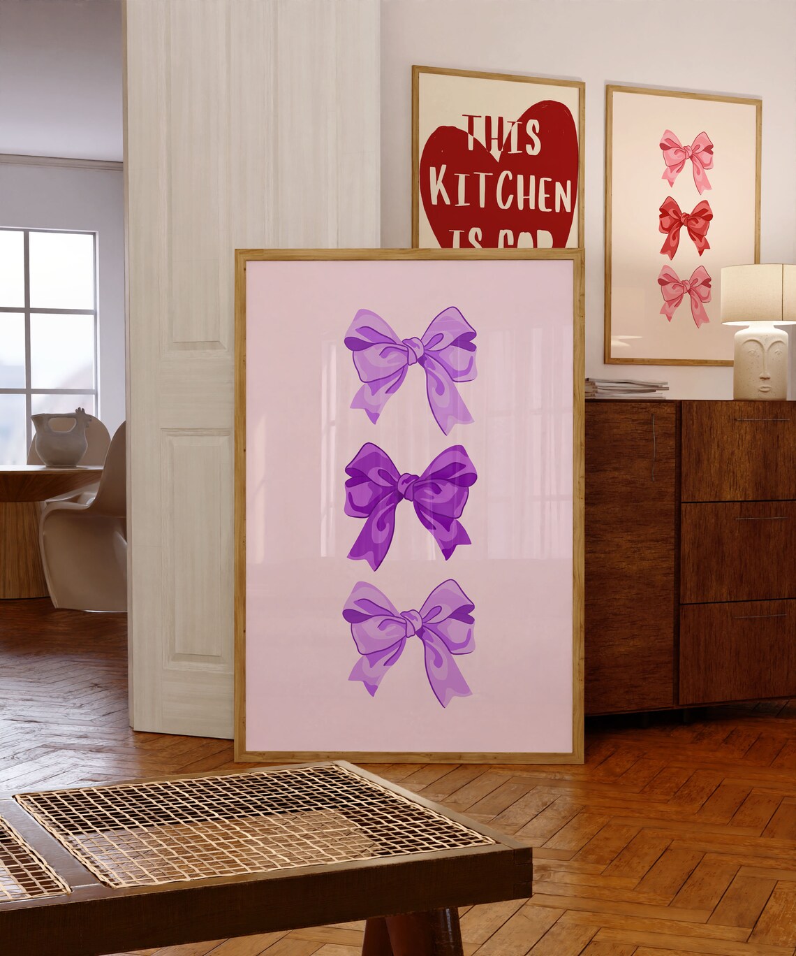 Purple Coquette Bows Trio Girly Bedroom Aesthetic Wall Poster - Image 4