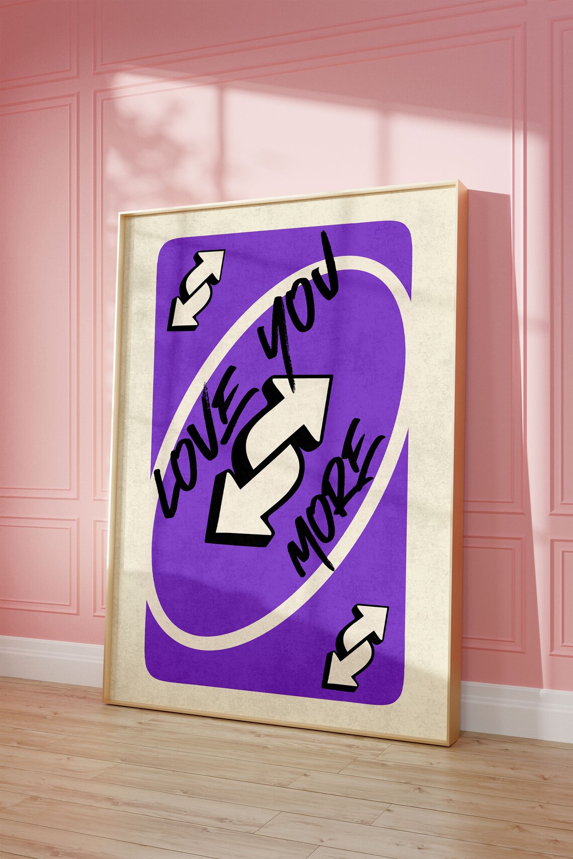 Love You More Purple Reverse Card Retro Couple Trendy Wall Art - Image 3