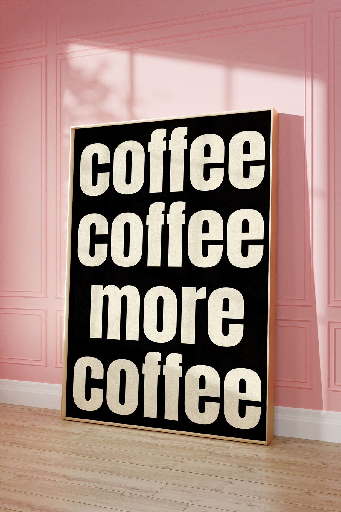 Coffee Coffee More Coffee Bold Black Typography Kitchen Wall Art Decor - Image 3