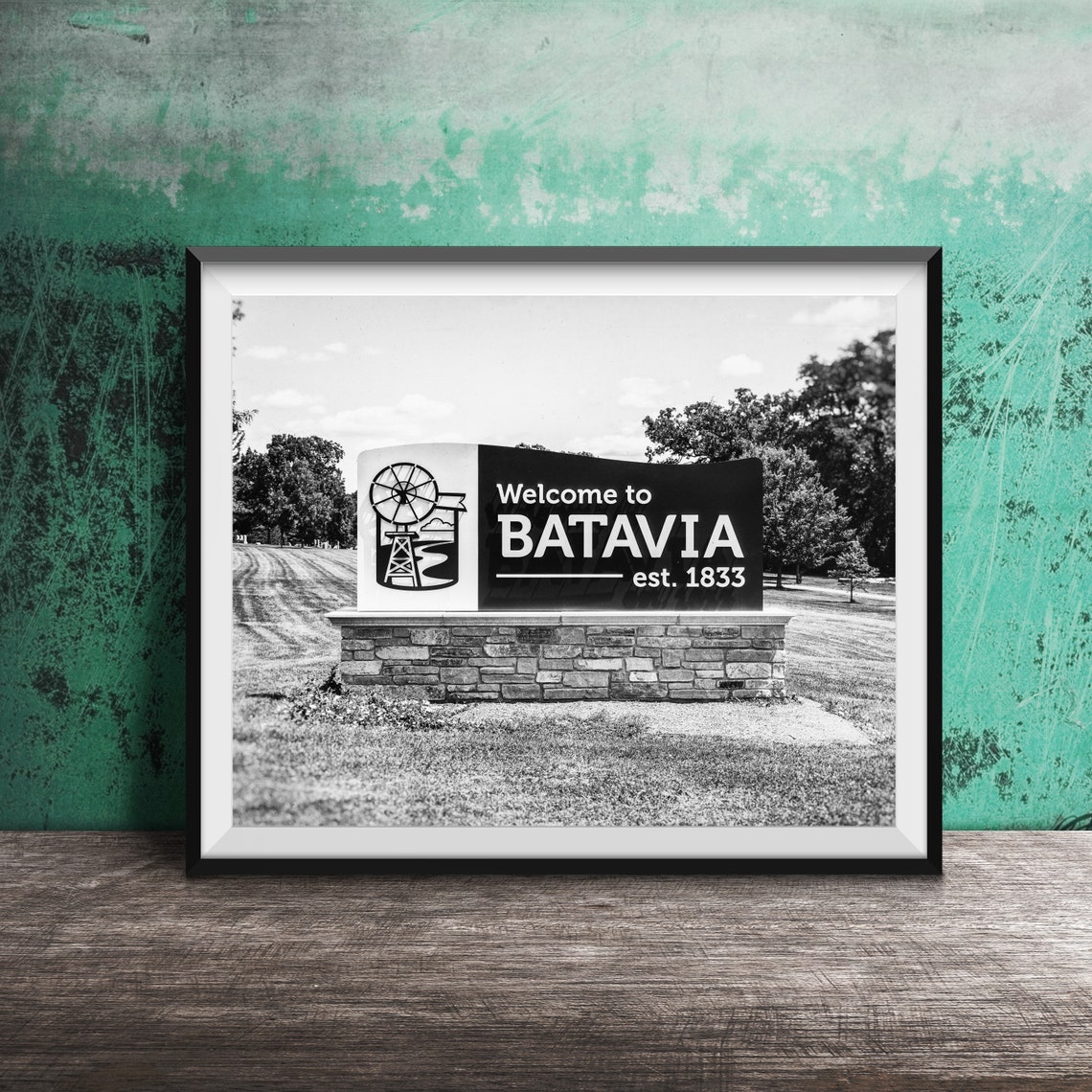 Welcome To Batavia Illinois Monument Town Sign Est 1833 Poster - Image 2