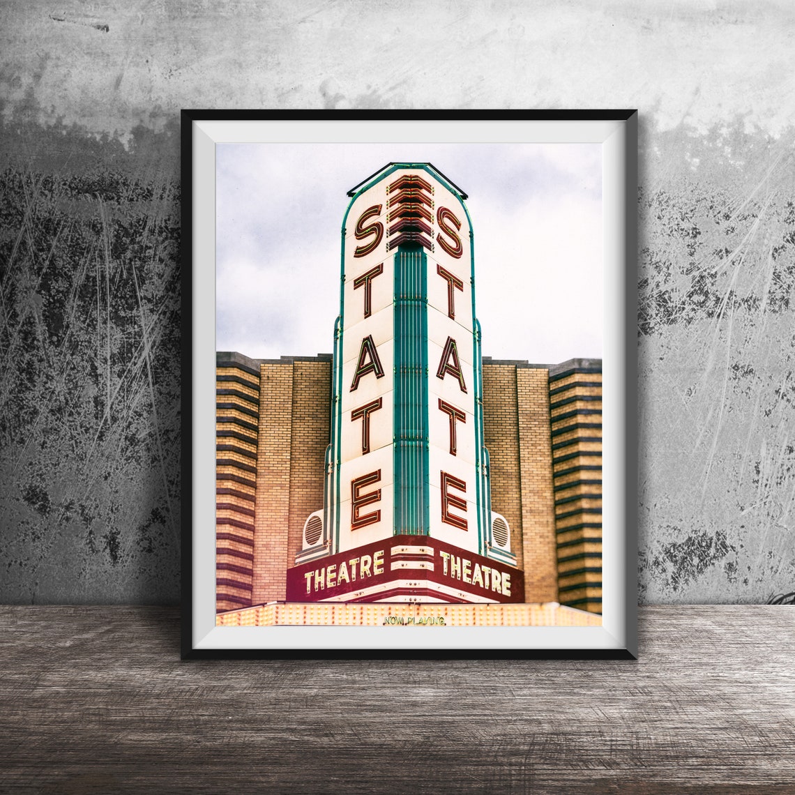 State Theatre Art Deco Tower Marquee Vintage Photography Poster
