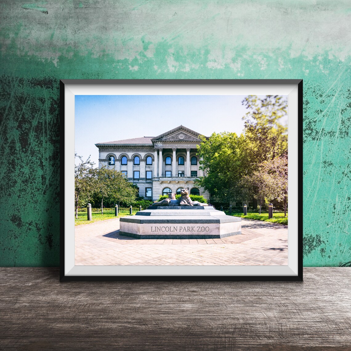 Lincoln Park Zoo Lion Statues Entrance Chicago Photography Poster