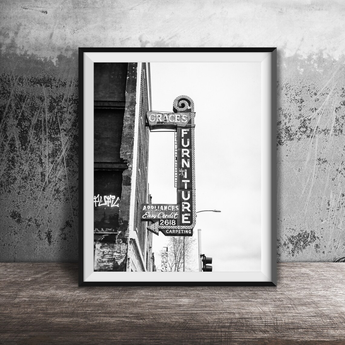 Graces Furniture Retro Neon Sign Logan Square Chicago Daytime Poster - Image 2