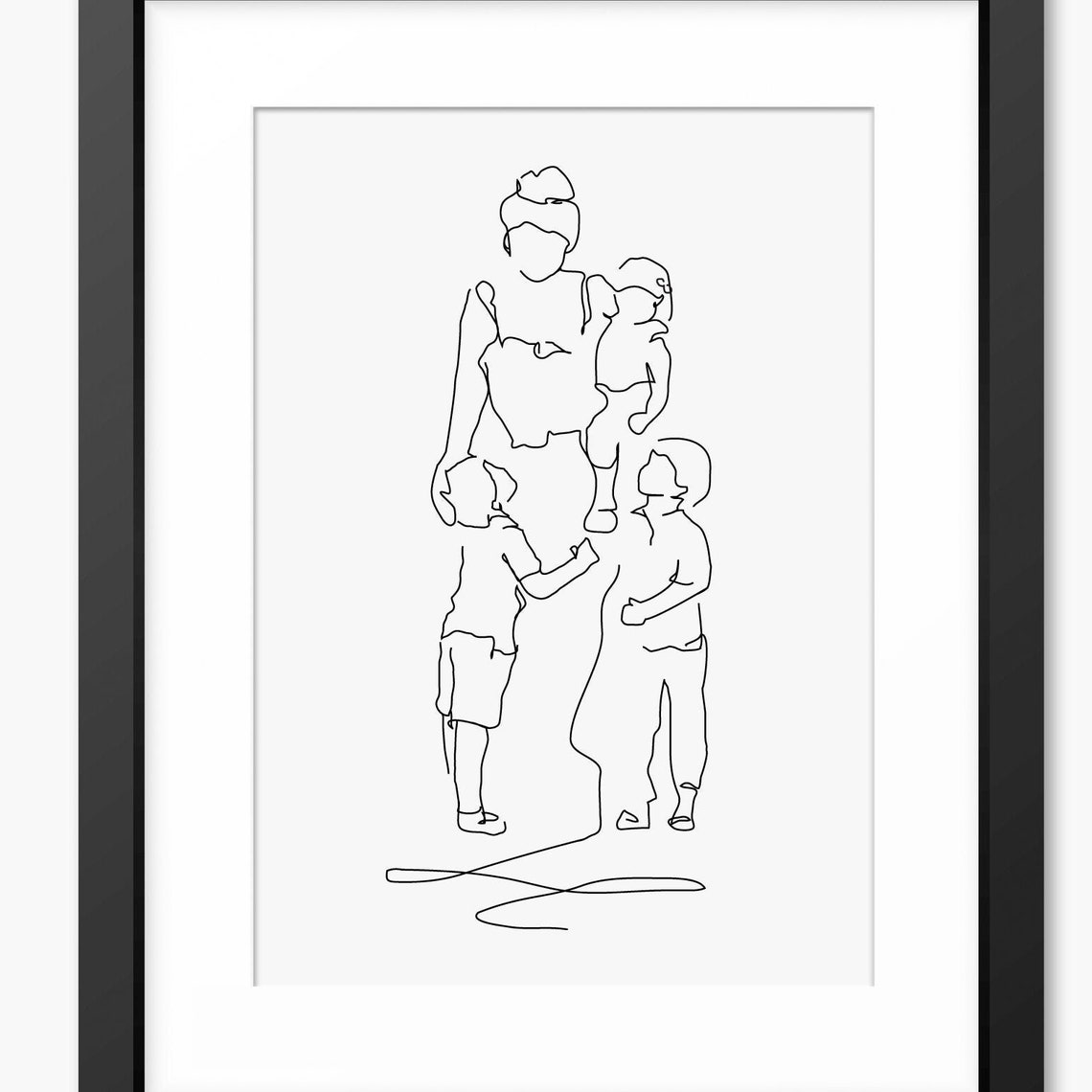 Family Print Family Line Art Line Drawing Family Print Family Wall Art Mother And Children Print Mothers Day Gift Gift For Mum Mom